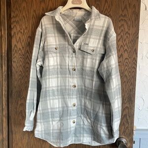 Columbia Plaid Shacket Gray and White